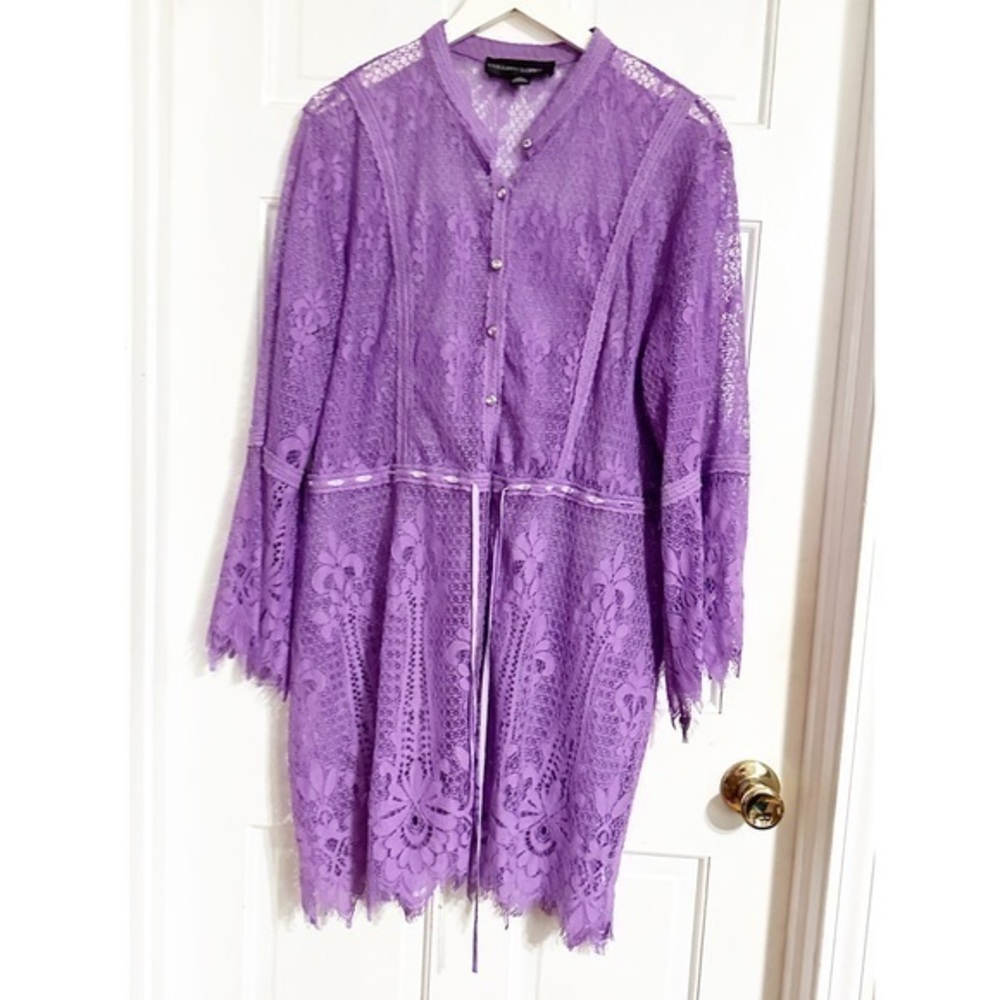 Colleen Lopez Purple Tunic Shirt Cardigan Sz 1X